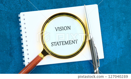 A conceptual phrase on the topic of business VISION STATEMENT. Business mission vision values concept. Copy space. 127040289