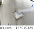 The repaired areas are painted with a mastic roller to match the surface. 127040389