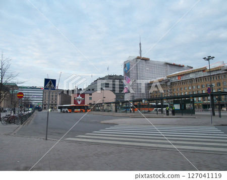 Bus terminal at Helsinki Central Station, Finland 127041119