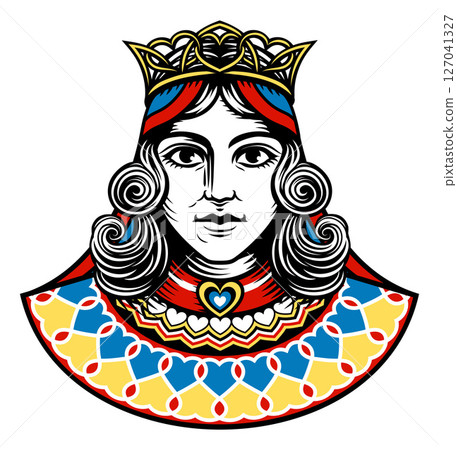 Queen Medieval Woman Head Face Vintage Woodcut 127041327