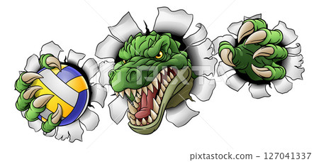 Alligator Crocodile Dinosaur Volleyball Mascot 127041337
