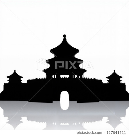 Silhouette of Temple of Heaven at dusk, cultural symbolism 127041511