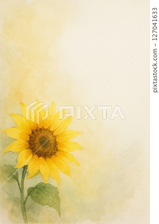 向日葵水彩插畫背景素材(附邊距) 向日葵水彩插畫背景素材(附邊距) 127041633