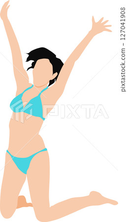 Illustration of a woman in a swimsuit posing Illustration of a woman in a swimsuit posing 127041908