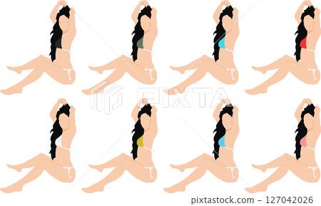 穿著泳衣擺姿勢的女人的插圖集 穿著泳衣擺姿勢的女人的插圖集 127042026