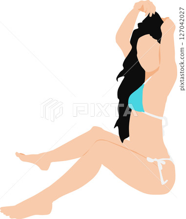 Illustration of a woman in a swimsuit posing 127042027