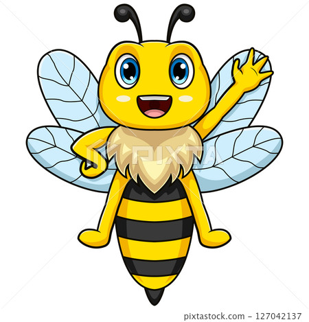Cartoon bee waving hand 127042137