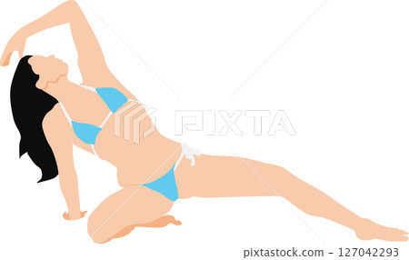 Illustration of a woman in a swimsuit posing Illustration of a woman in a swimsuit posing 127042293