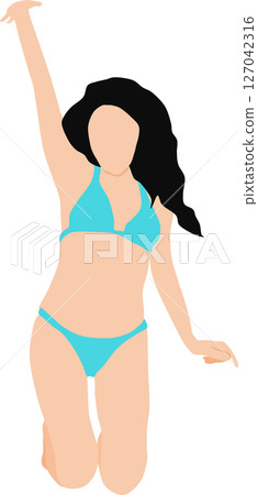 Illustration of a woman in a swimsuit posing Illustration of a woman in a swimsuit posing 127042316