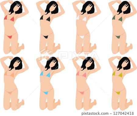 穿著泳衣擺姿勢的女人的插圖集 穿著泳衣擺姿勢的女人的插圖集 127042418
