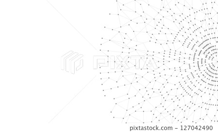 Technology abstract background. Dots connected by lines. Minimalist mesh backdrop with copy space. Abstract polygonal radial shape. Plexus circles. Technology abstract background. Dots connected by lines. Minimalist mesh backdrop with copy space. Abstract polygonal radial shape. Plexus circles. 127042490