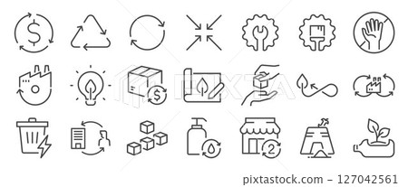 circular economy icon set. It included business, eco, green, sustainable and more icons. circular economy icon set. It included business, eco, green, sustainable and more icons. 127042561