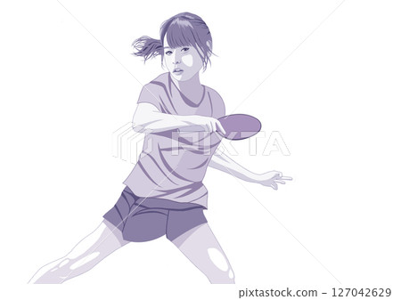 乒乓球女孩扣殺的插圖 乒乓球女孩扣殺的插圖 127042629