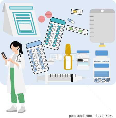 Drug (medicine, dispensing, prescription) graphic illustration 127043069