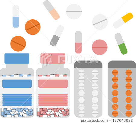 Drug (medicine, dispensing, prescription) graphic illustration 127043088