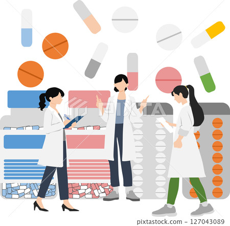 Drug (medicine, dispensing, prescription) graphic illustration 127043089