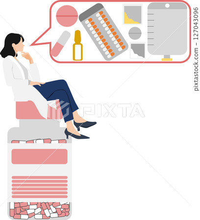 Drug (medicine, dispensing, prescription) graphic illustration 127043096
