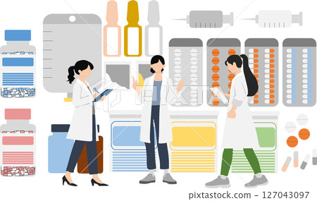 藥品(藥品、配藥、處方)圖形插圖 藥品(藥品、配藥、處方)圖形插圖 127043097