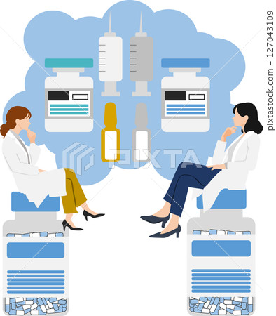Drug (medicine, dispensing, prescription) graphic illustration 127043109