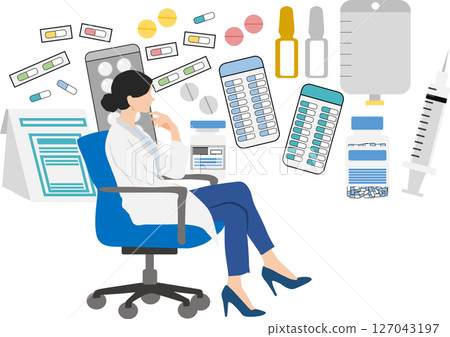 藥品（藥品、配藥、處方）圖形插圖 127043197