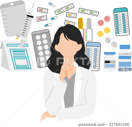 藥品（藥品、配藥、處方）圖形插圖 127043199