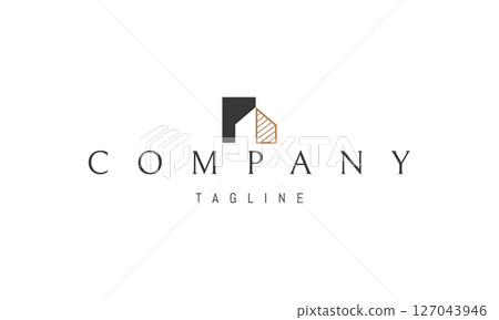 Vector color logo with an abstract image of a house in a white space style. Vector color logo with an abstract image of a house in a white space style. 127043946