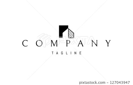 Vector logo with an abstract image of a house in a white space style. Vector logo with an abstract image of a house in a white space style. 127043947