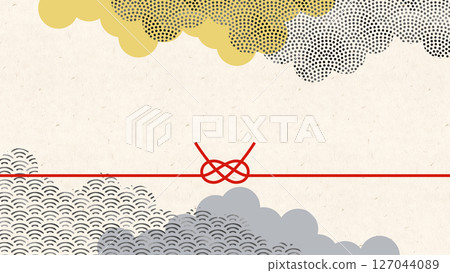 Modern Japanese background with Japanese patterns. Japanese style frame. Beautiful wallpaper with watercolor Japanese patterns. 127044089