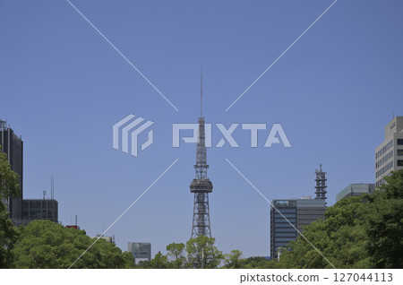 Hisaya Odori Park with Mirai Tower (formerly Nagoya TV Tower) towering over it 127044113