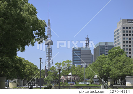 Hisaya Odori Park with Mirai Tower (formerly Nagoya TV Tower) towering over it 127044114
