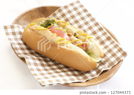 Bucket of hot dogs 127044371