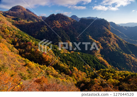 從西上州的立岩山脊線看到的紅葉 127044520