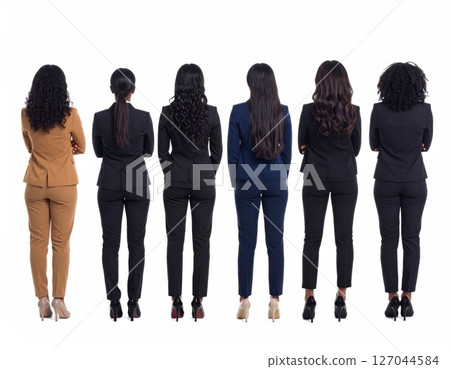 Six Women in Formal Attire with Varying Styles Six Women in Formal Attire with Varying Styles 127044584