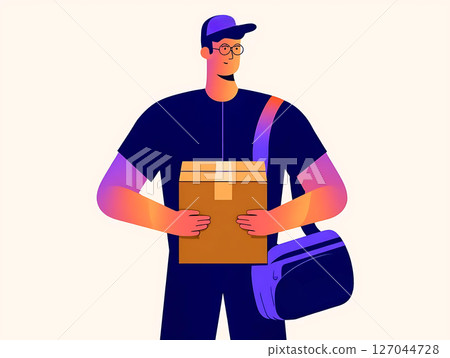 delivery man with cardboard box 127044728