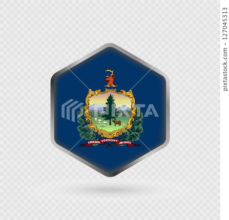 Vermont State Flag Icon in Hexagon Shape. 127045313
