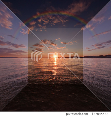 Rainbow sea at sunset, tranquil autumn scenery 127045488
