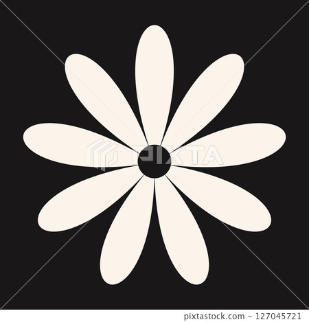 Elegant botanical symbol featuring abstract petal forms and clean edges. A minimal floral design suitable for spring and eco-inspired themes. 127045721