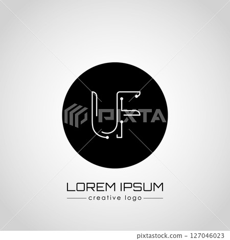 The creative logo is the letter U and F. A design element of a logo, business card, corporate sign or monogram. The idea of a thematic design The creative logo is the letter U and F. A design element of a logo, business card, corporate sign or monogram. The idea of a thematic design 127046023