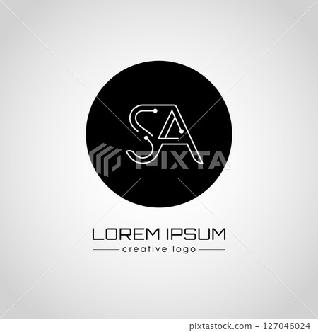 The creative logo is the letter S and A. A design element of a logo, business card, corporate sign or monogram. The idea of a thematic design The creative logo is the letter S and A. A design element of a logo, business card, corporate sign or monogram. The idea of a thematic design 127046024