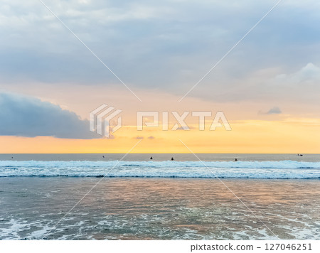 Amazing sunset view on Indian ocean at Bali, Indonesia 127046251