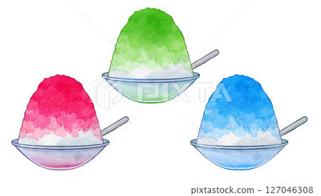 Set of watercolor shaved ice 127046308