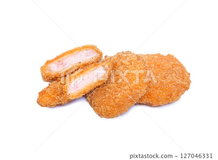 Freshly fried shrimp cutlet [white background, cutout] 127046331