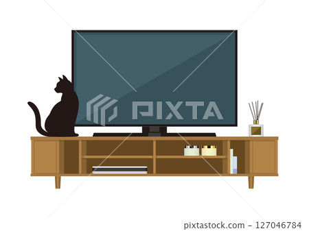 TV and cat 127046784