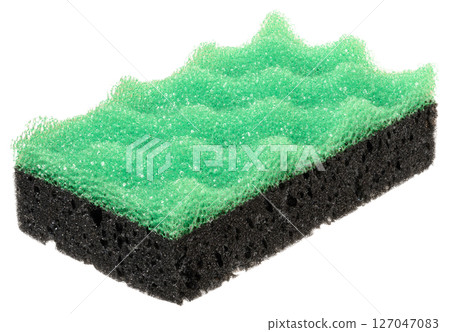 Rectangular piece of  porous sponge on isolated background 127047083