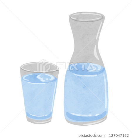 水罐和水杯，水彩手繪插畫 127047122