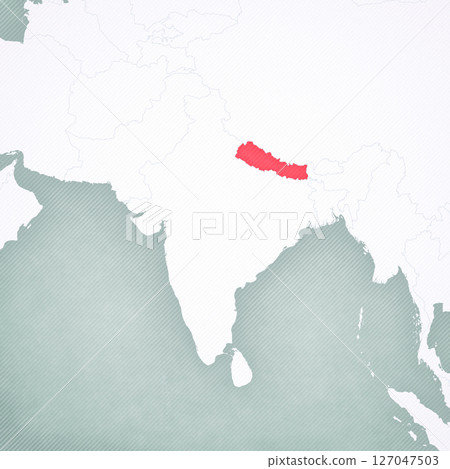 Map of South Asia - Nepal 127047503