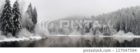 Road to the winter snowy forest Road to the winter snowy forest 127047594