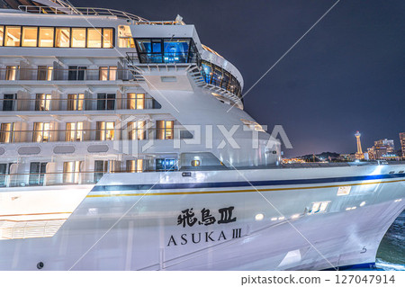 The luxury cruise ship "Asuka III" shines at night The luxury cruise ship "Asuka III" shines at night 127047914