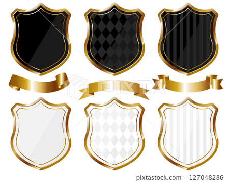 Set of 6 luxurious shield frames in black and white 127048286