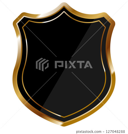 Luxurious shield frame in black and gold Luxurious shield frame in black and gold 127048288